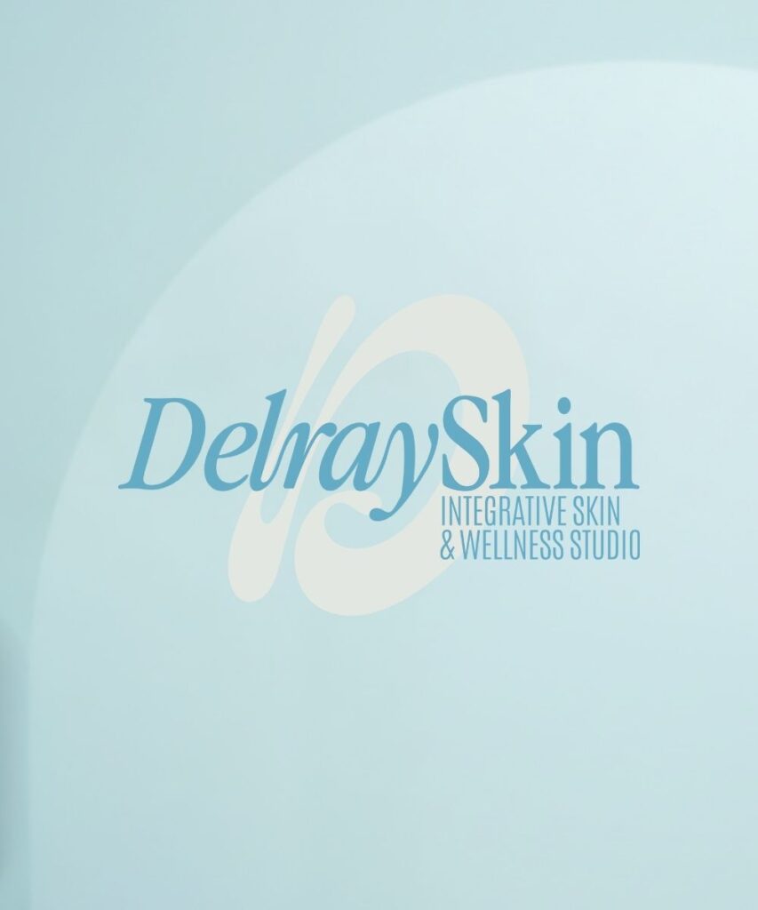 Delray Skin - Integrative Skin & Wellness Studio logo located in Delray Beach on blue background